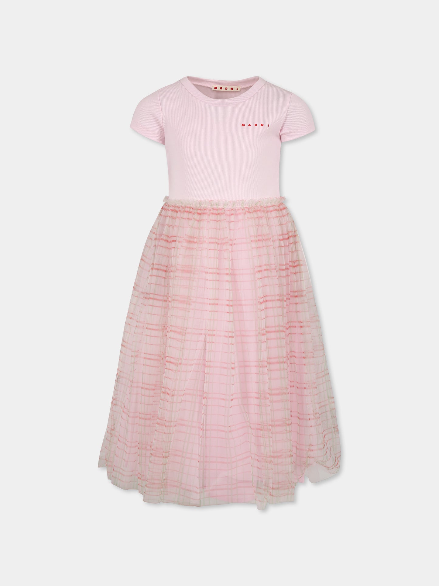 Vestito rosa per bambina con logo,Marni Kids,M01421 M00TT MD293F 0M347