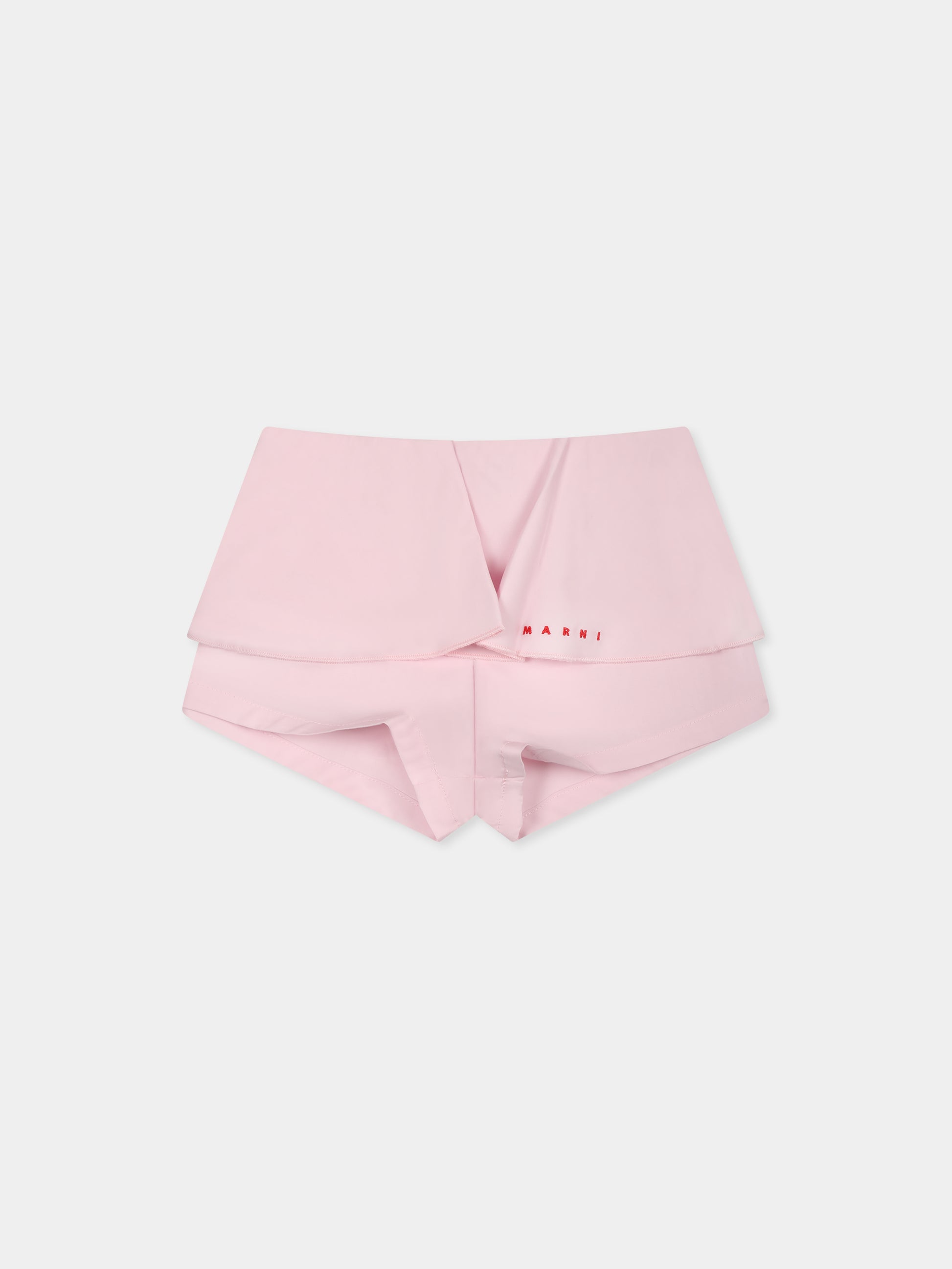 Shorts rosa per neonata con logo rosso ricamato,Marni Kids,M01461 M00UW MP191B 0M347