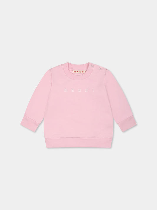 Felpa rosa per neonata con logo bianco,Marni Kids,M01437 M00V0 MS319B 0M347