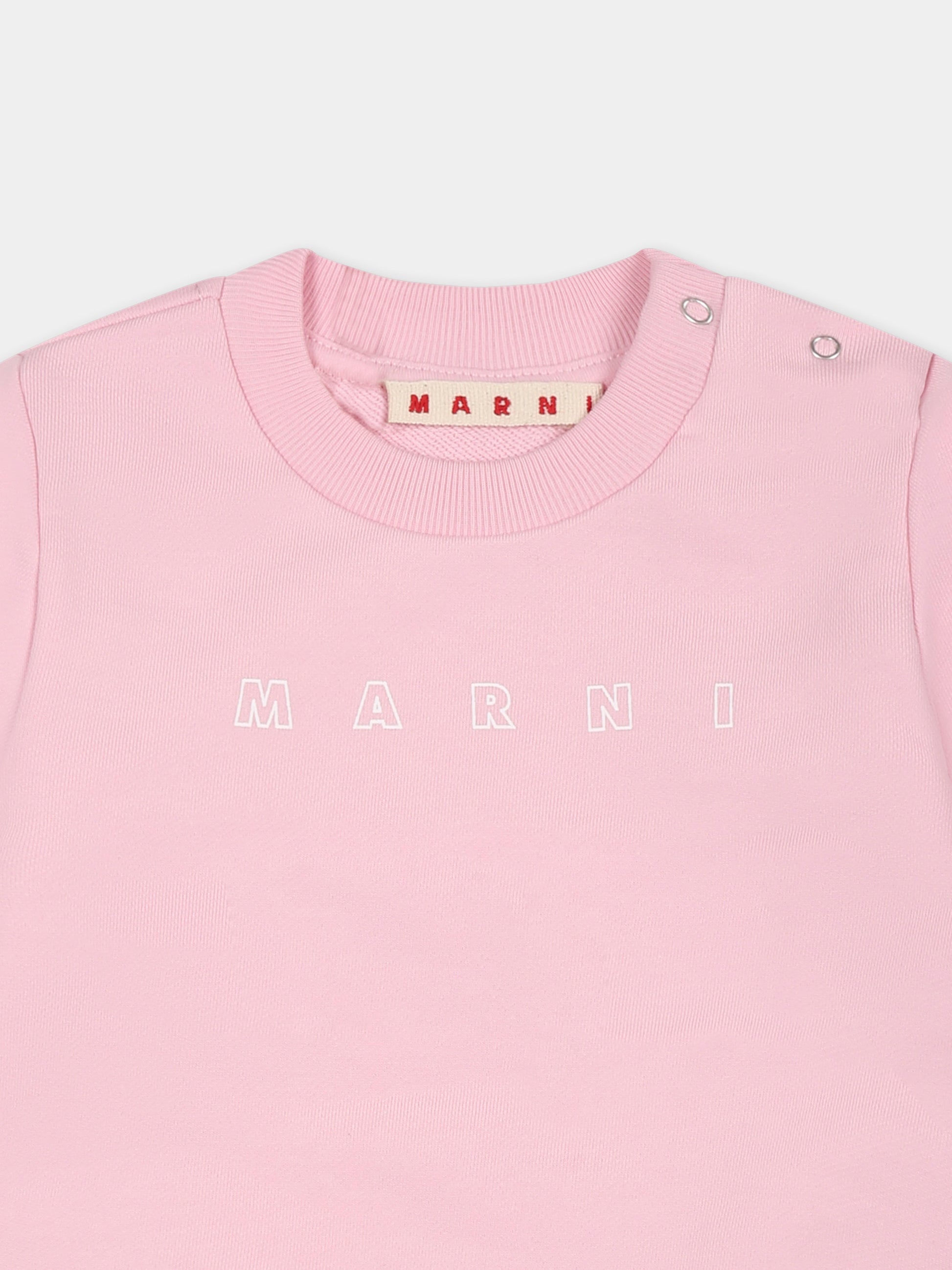 Felpa rosa per neonata con logo bianco,Marni Kids,M01437 M00V0 MS319B 0M347