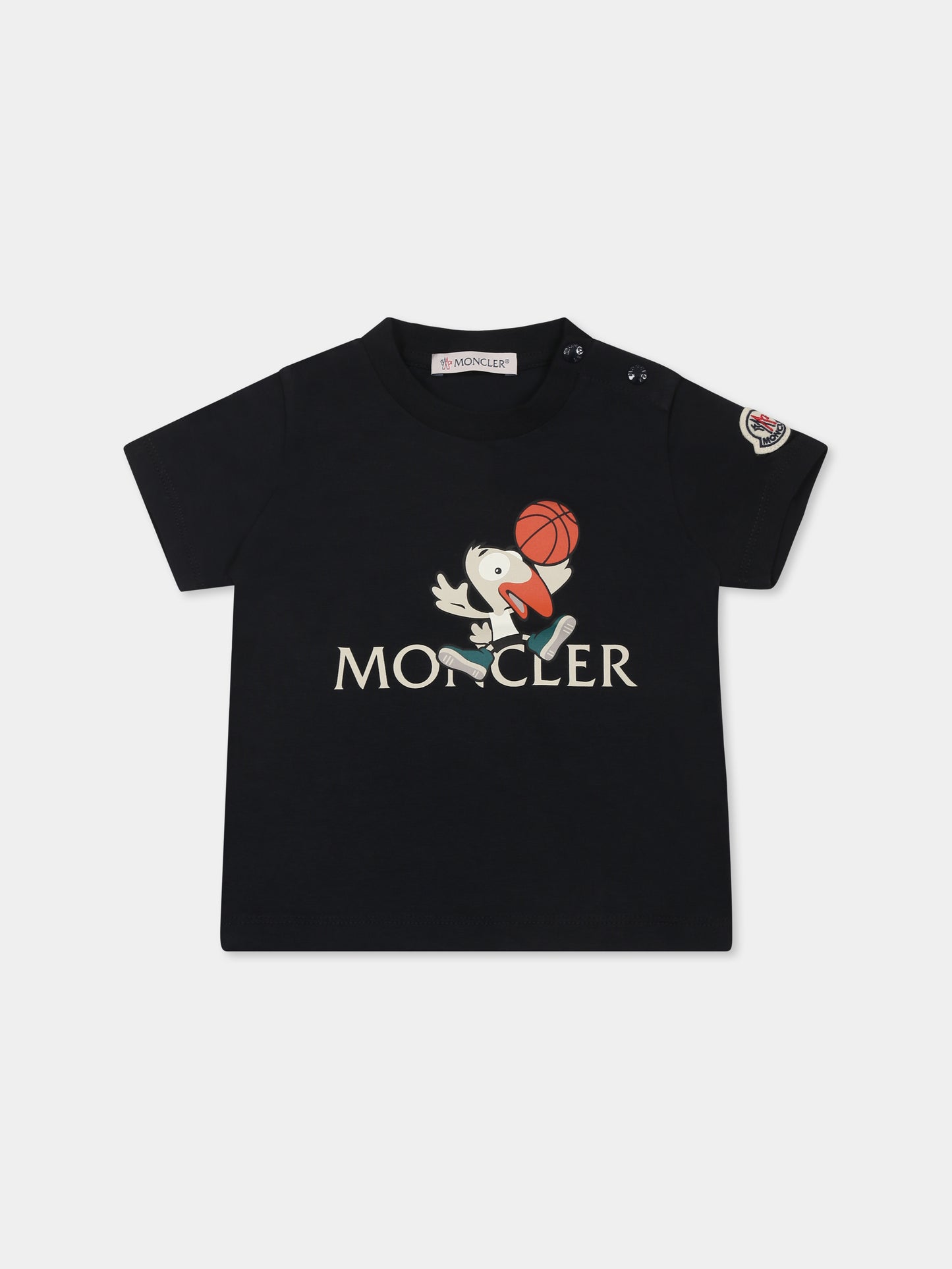 T-shirt blu per neonato con logo e stampa,Moncler Kids,K1951 8C00001 8790N 778