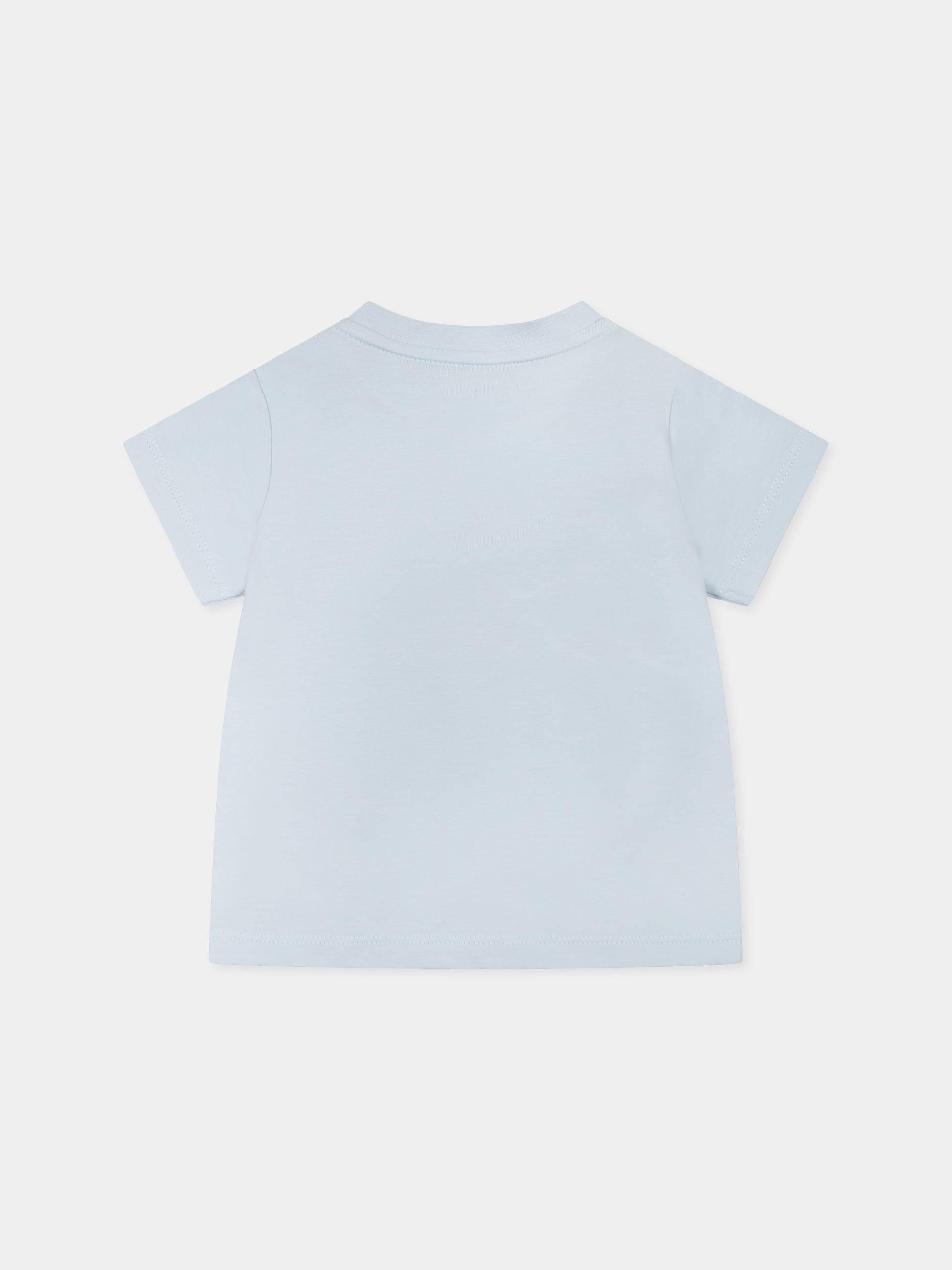 T-shirt celeste per neonato con logo,Moncler Kids,K1951 8C00007 8790N 709