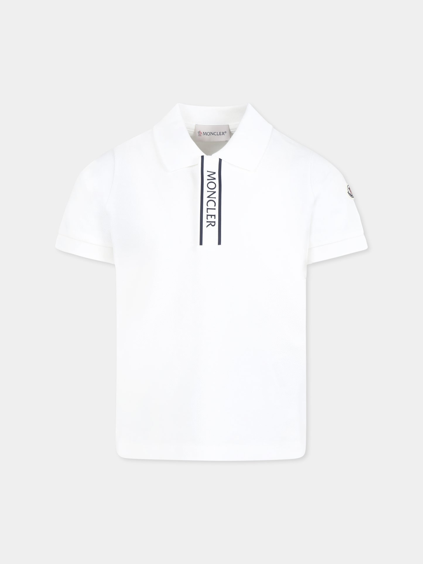 Polo bianca per bambino con logo,Moncler Kids,K1954 8A00007 89ALK 034