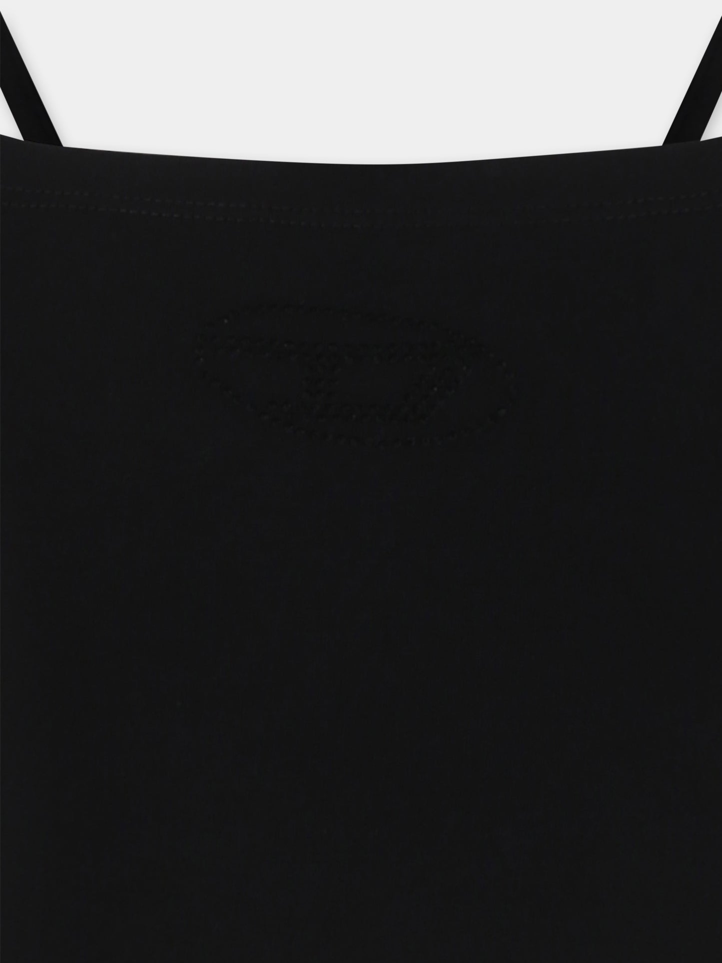 Top nero per bambina con logo di strass