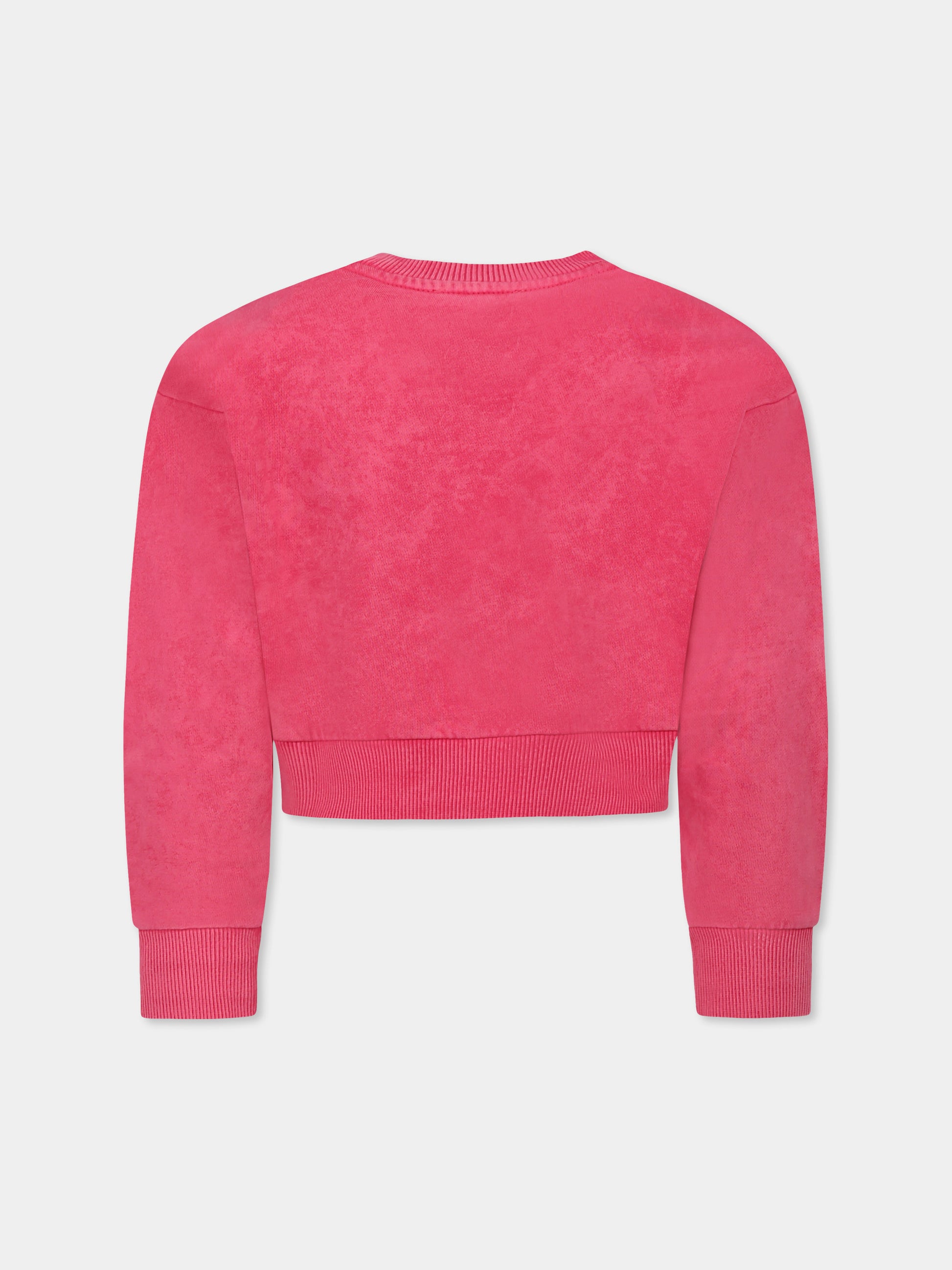 Felpa crop fucsia per bambina con logo,Diesel,J02256 KYAYK K362