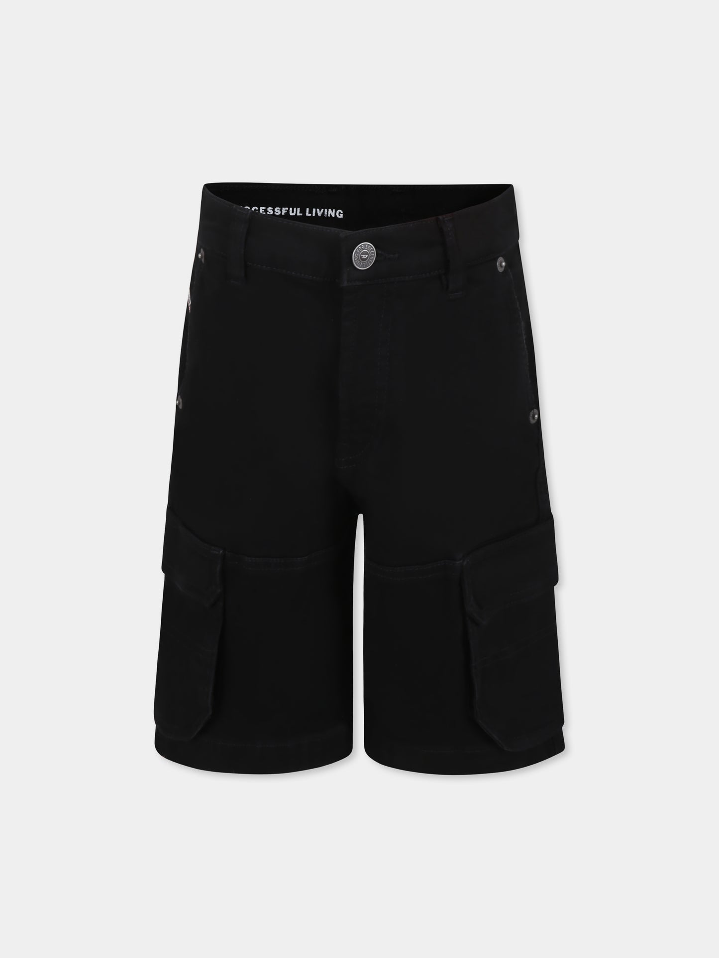 Shorts neri per bambino con logo,Diesel,J02156 KXBPI K02