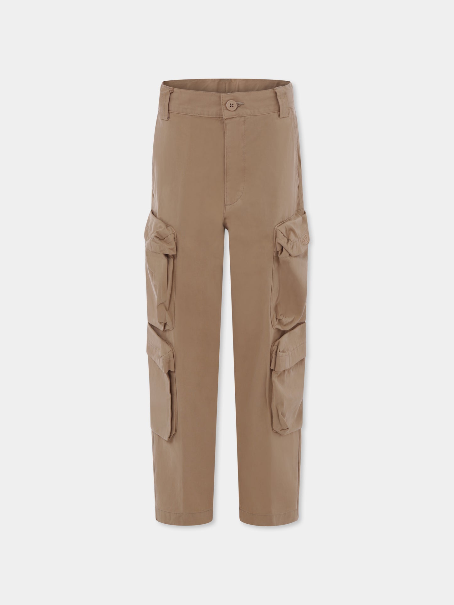 Pantaloni beige per bambino con logo
