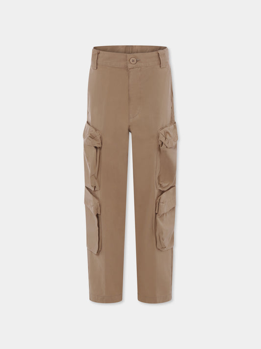 Pantaloni beige per bambino con logo