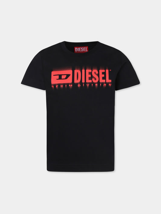 T-shirt nera per bambino con logo