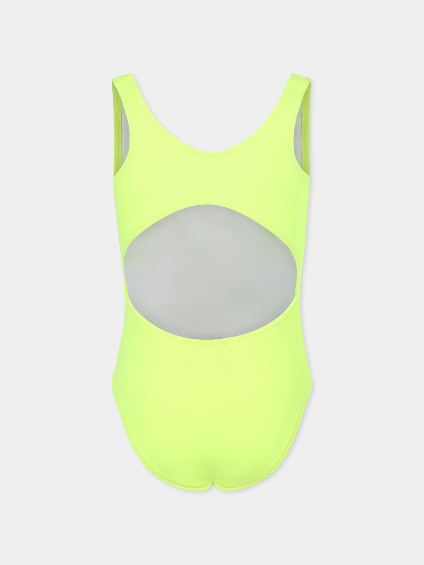 Costume intero giallo per bambina con logo