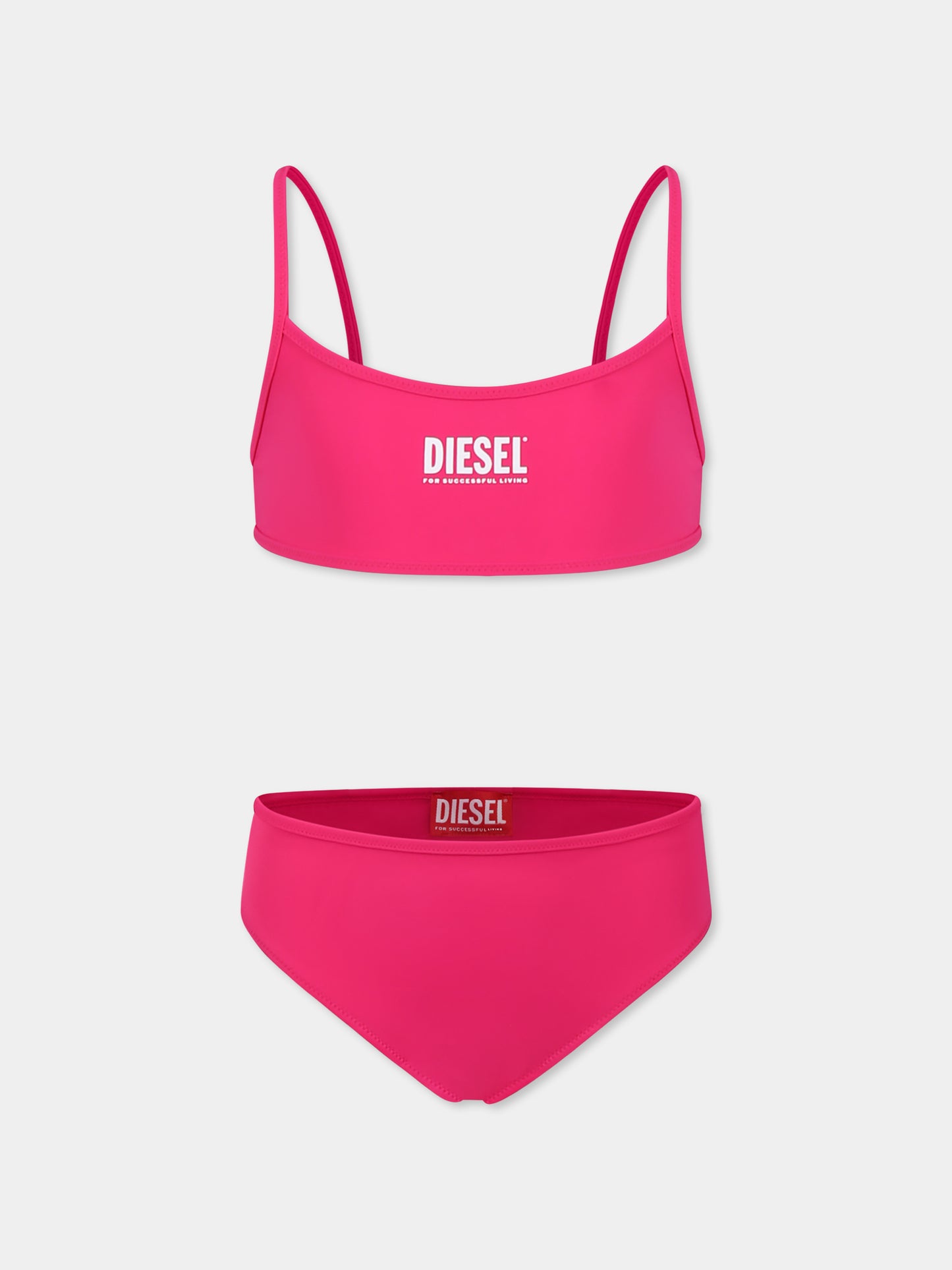 Bikini fucsia per bambina con logo