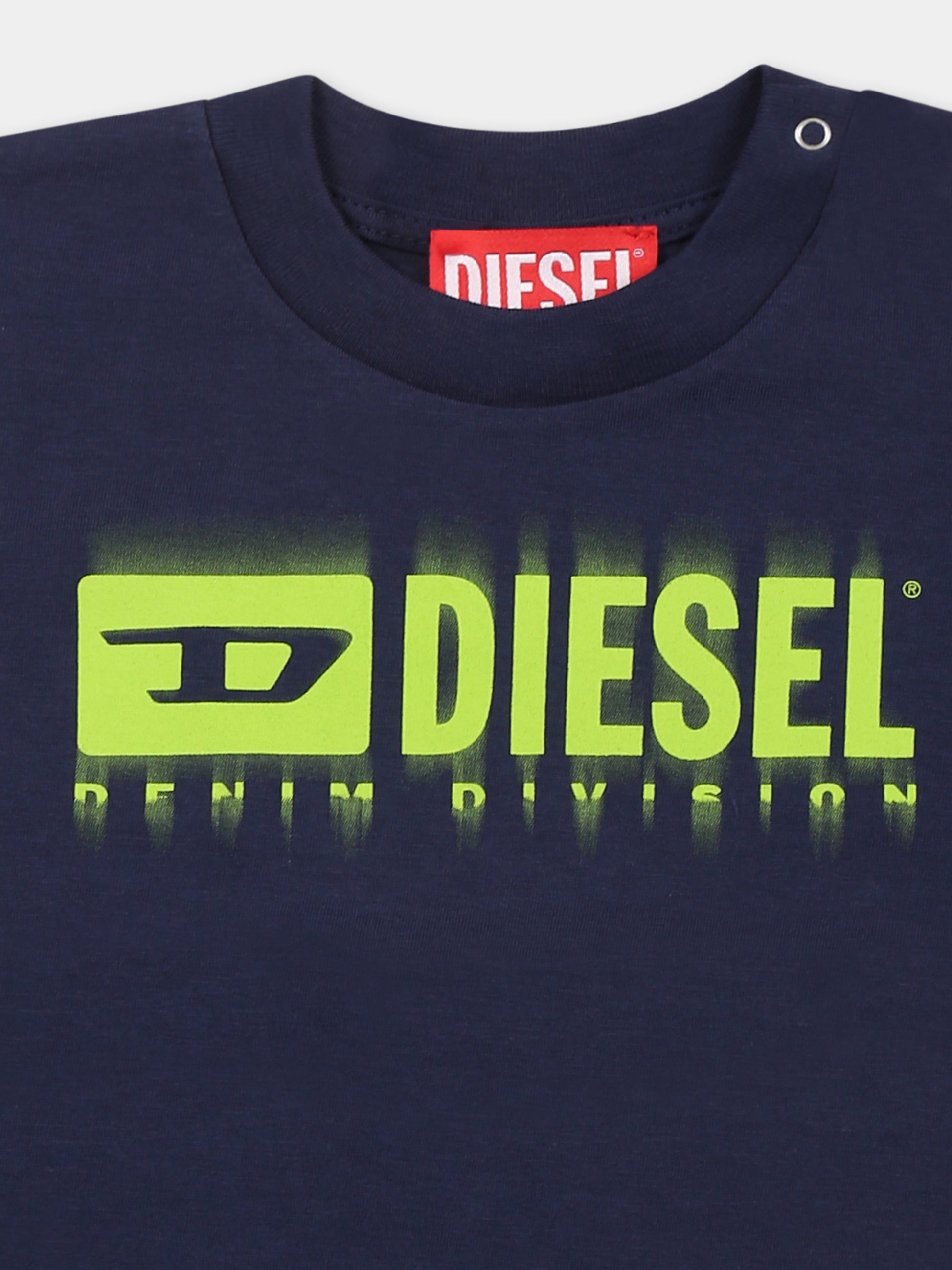 T-shirt blu per neonato con logo,Diesel,K00569 00YI9 K8AT