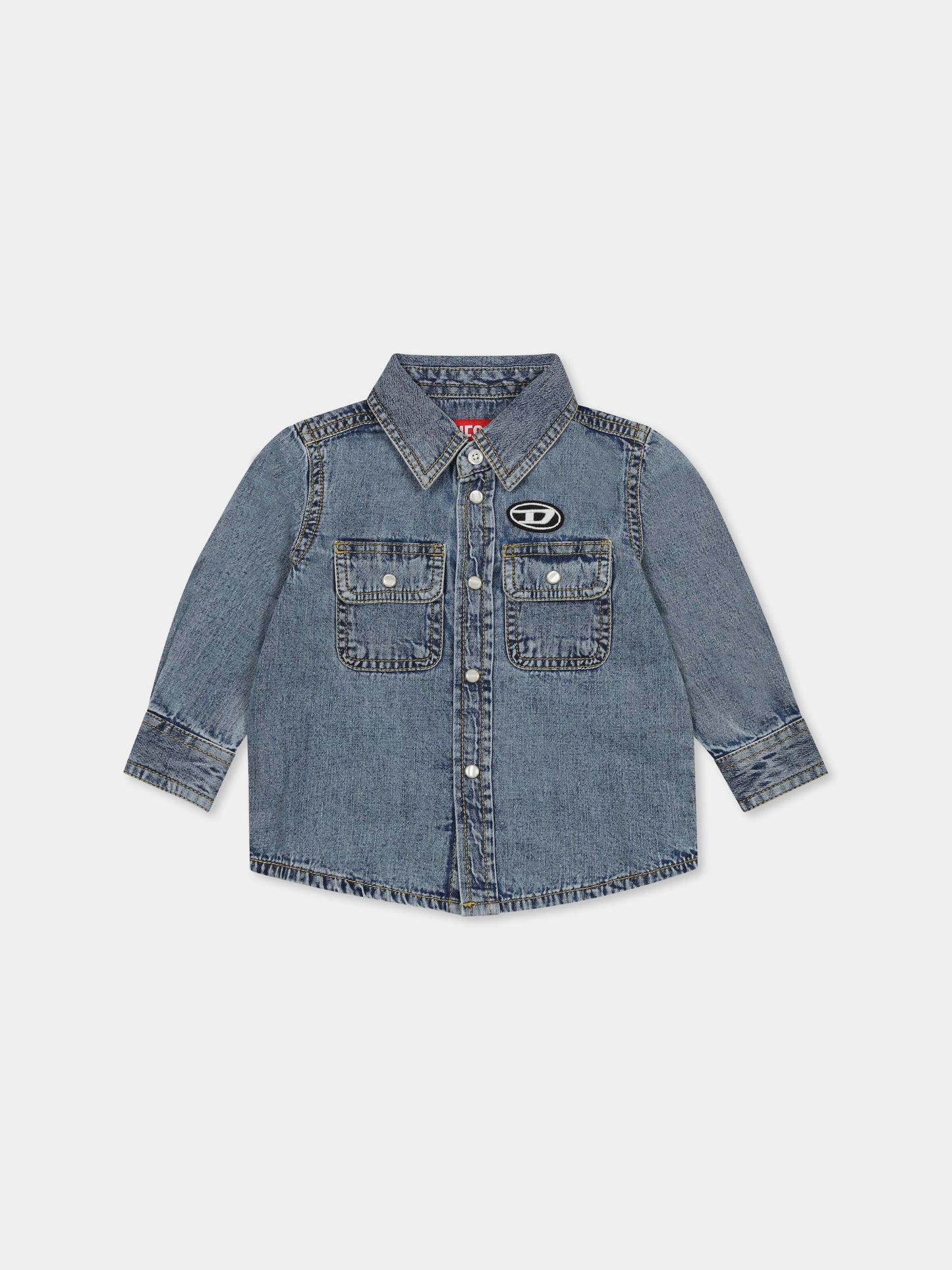 Camicia denim per neonato con logo