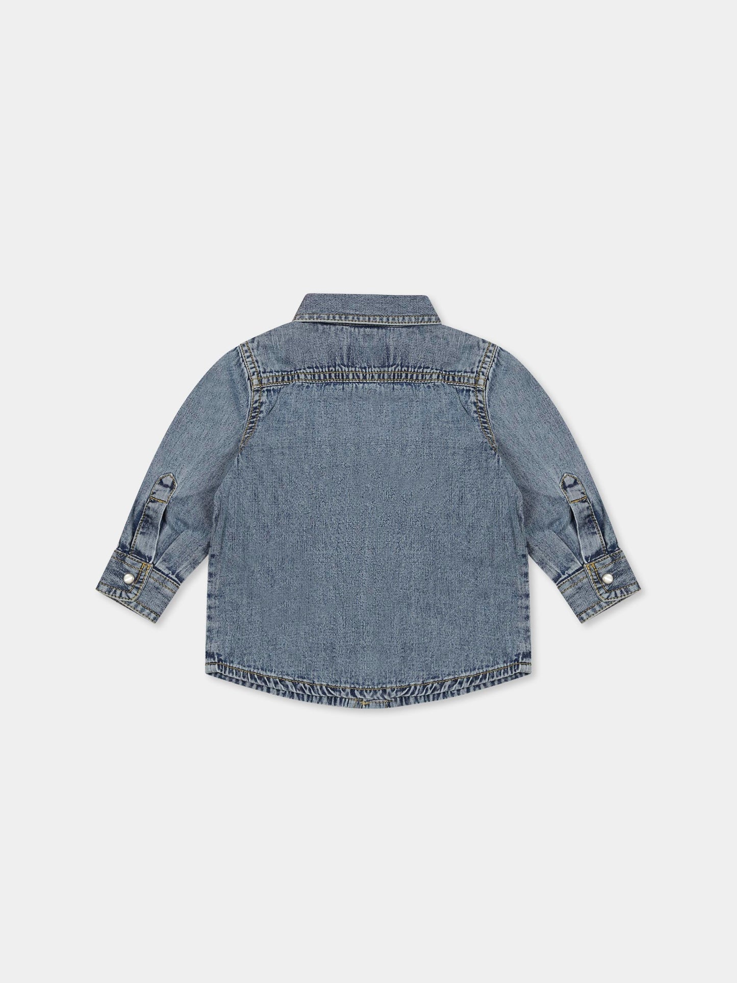 Camicia denim per neonato con logo