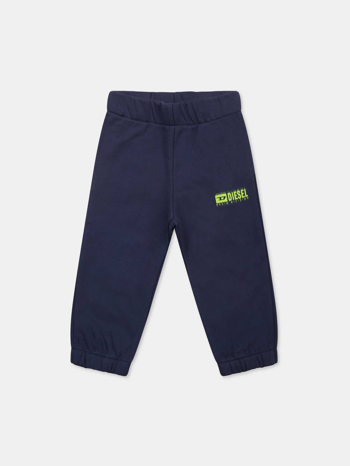 Pantaloni blu per neonato con logo