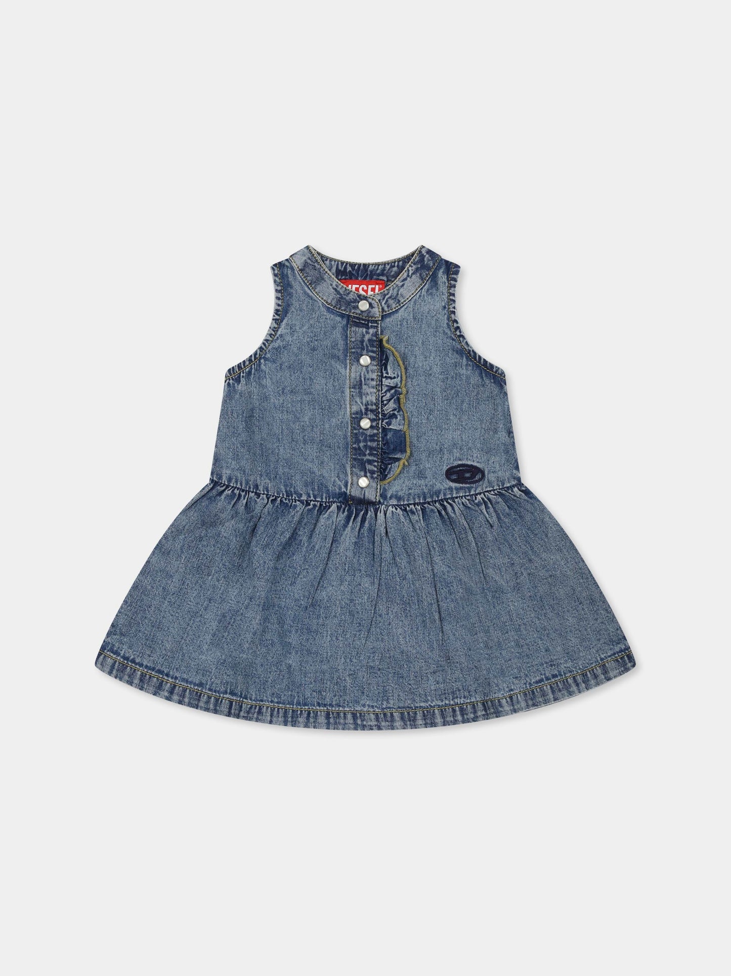 Vestito denim per neonata con logo