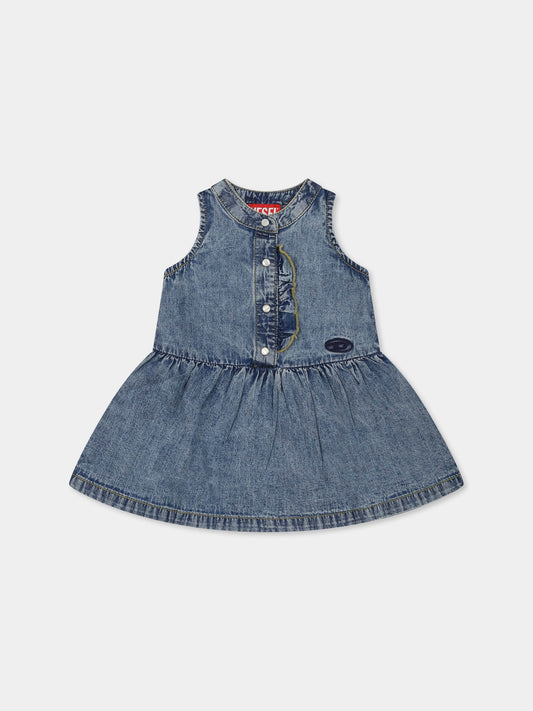 Vestito denim per neonata con logo