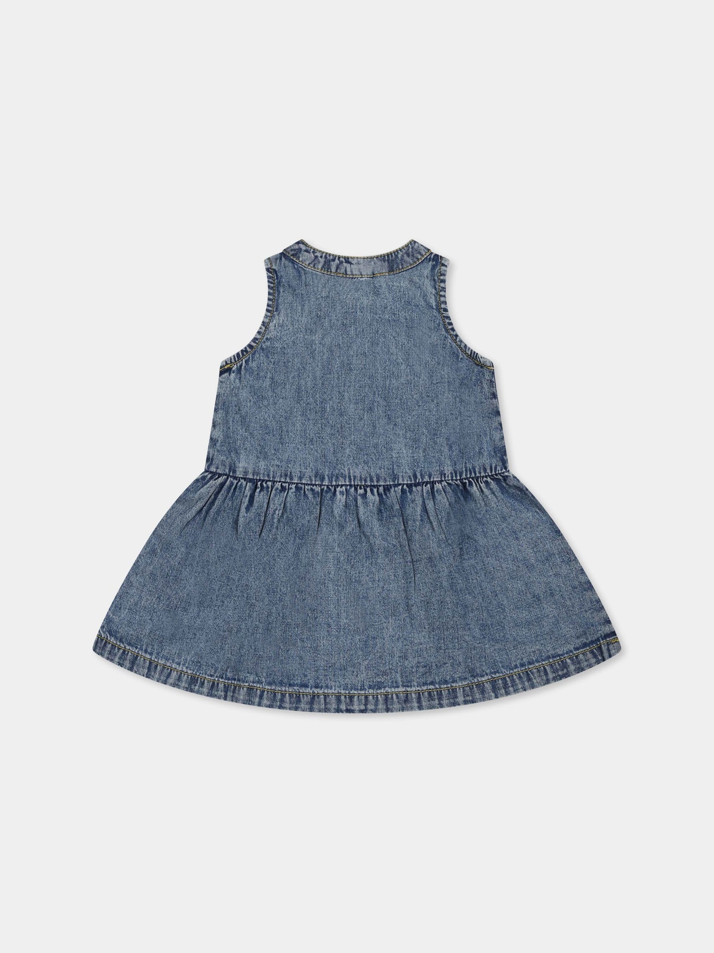 Vestito denim per neonata con logo