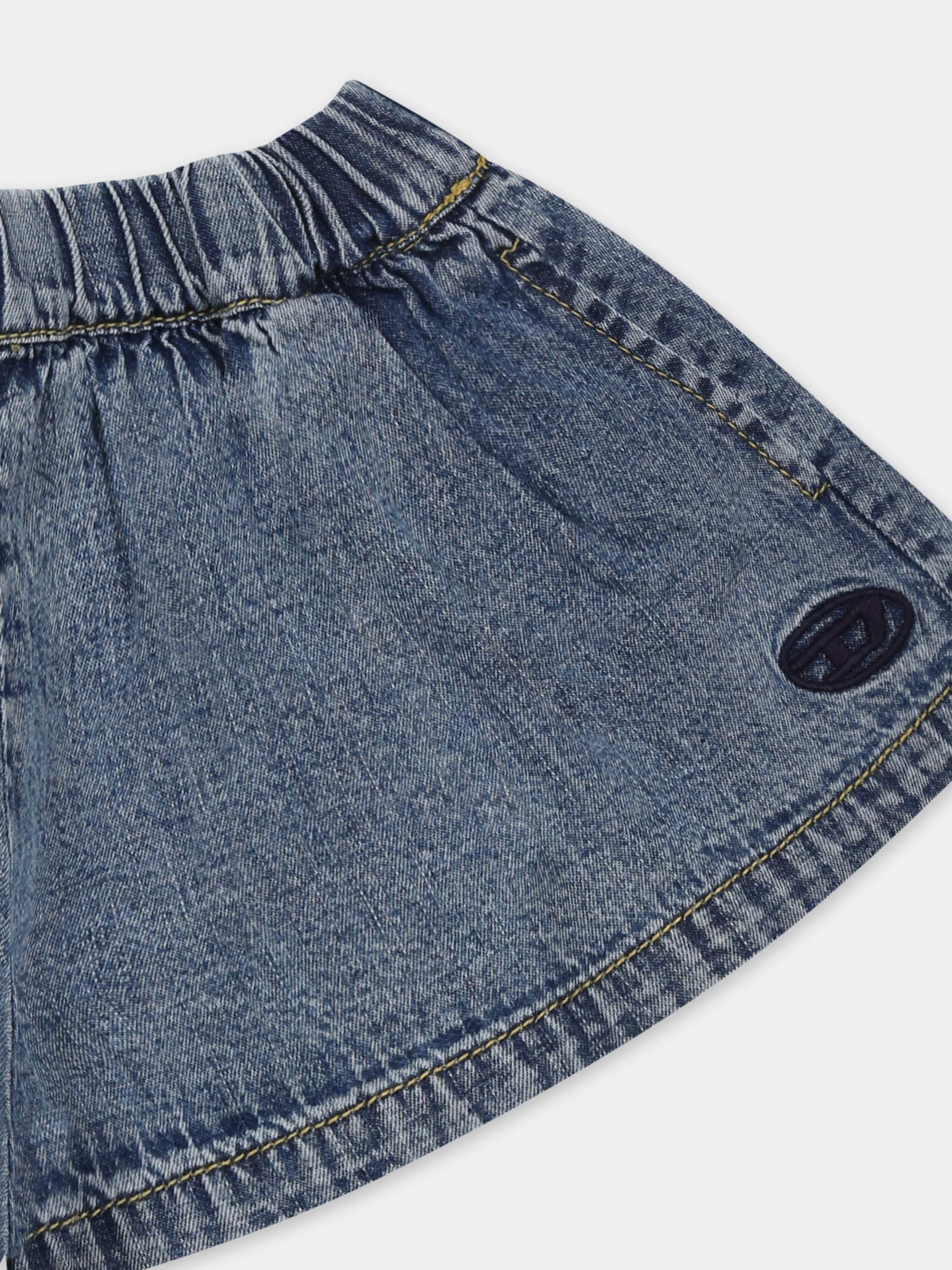 Shorts denim per neonata con logo,Diesel,K00599 KXBNH K01