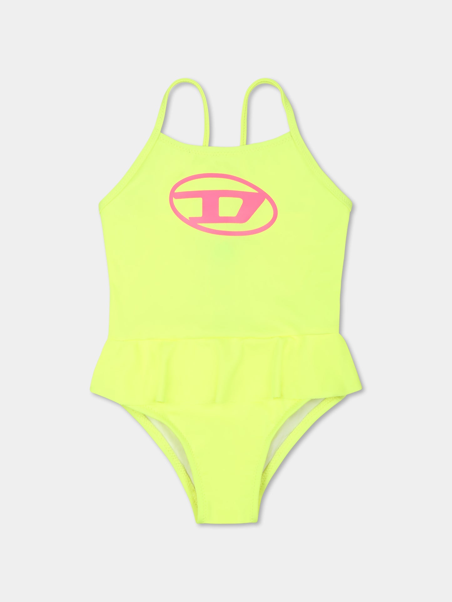 Costume intero giallo per neonata con logo