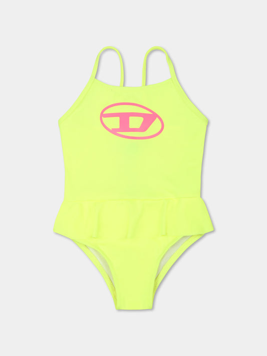Costume intero giallo per neonata con logo