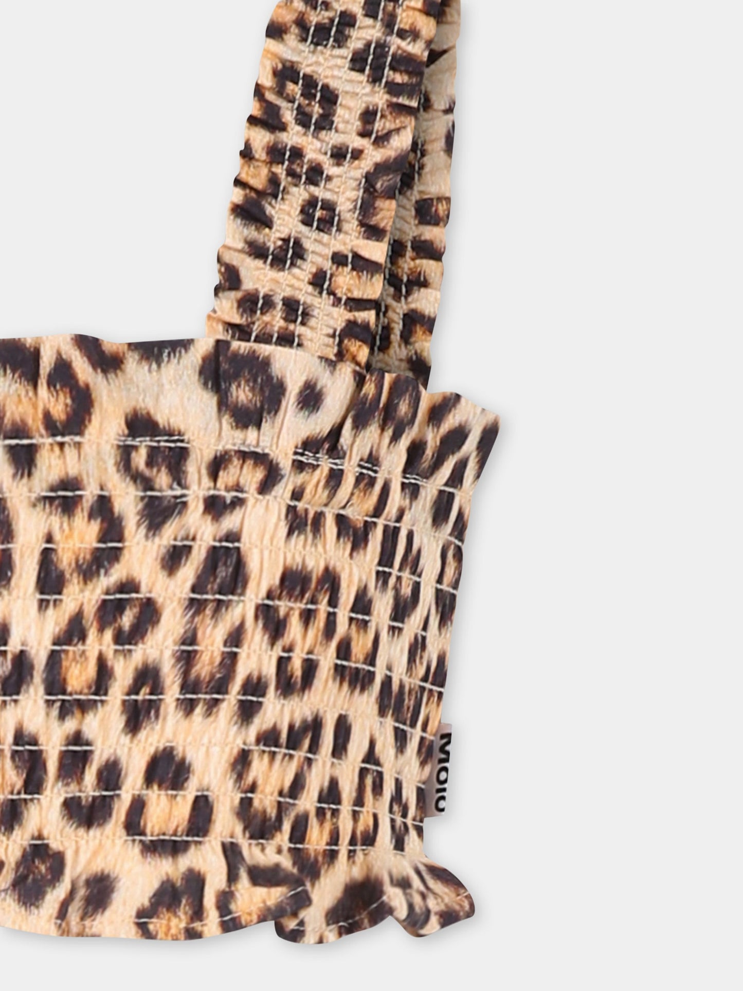 Top marrone Rolfia per bambina con stampa maculata