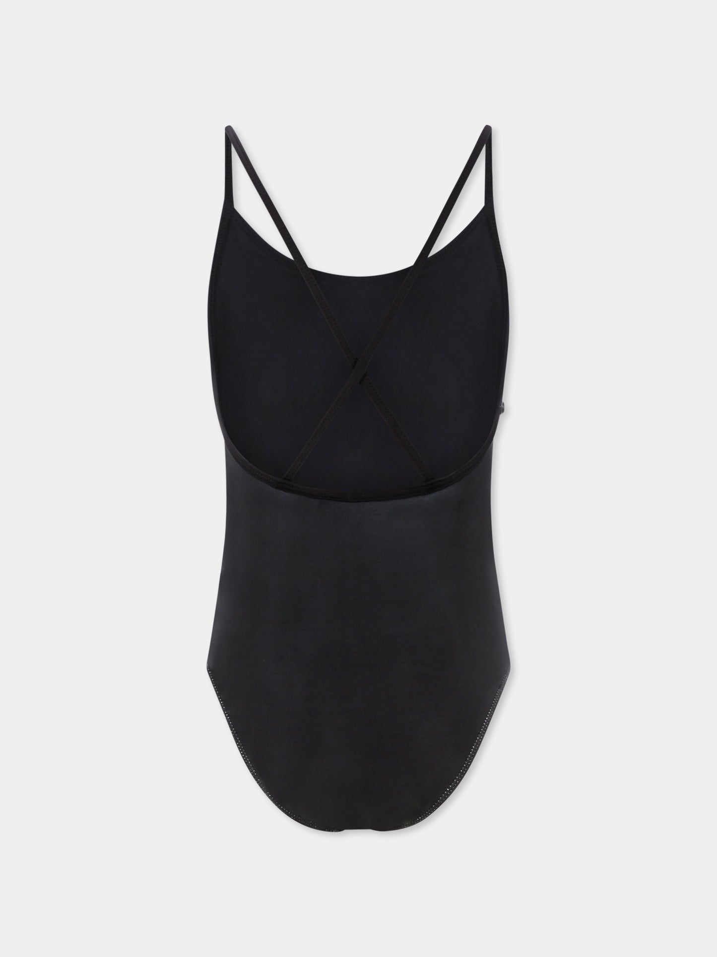 Costume intero nero Nanna per bambina con stampa leopardi