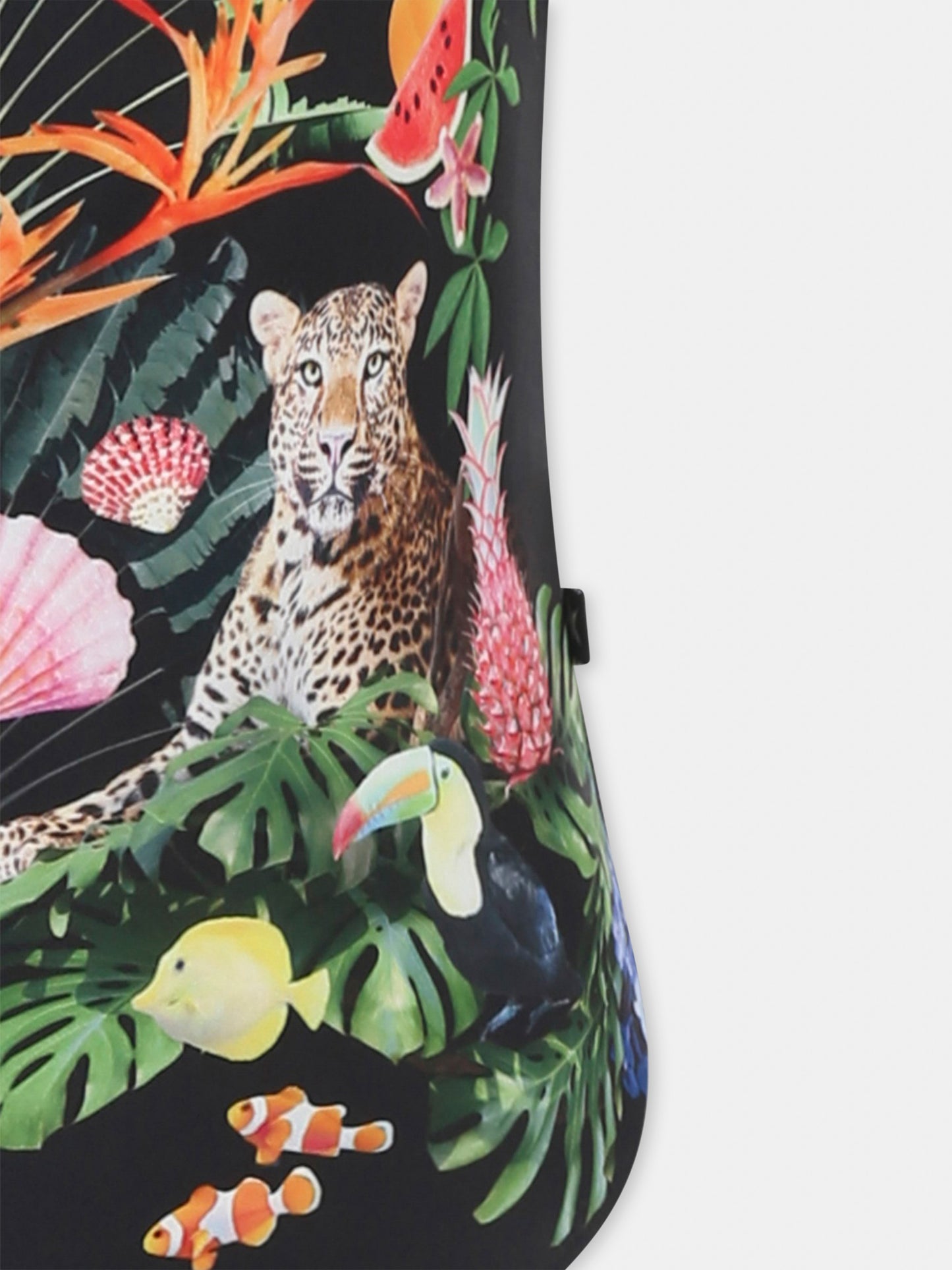 Costume intero nero Nanna per bambina con stampa leopardi