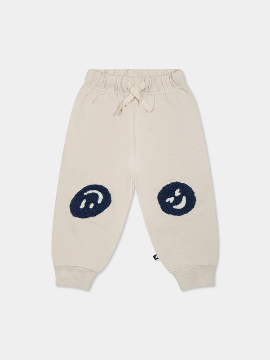 Pantaloni avorio Simeon per neonati con smile