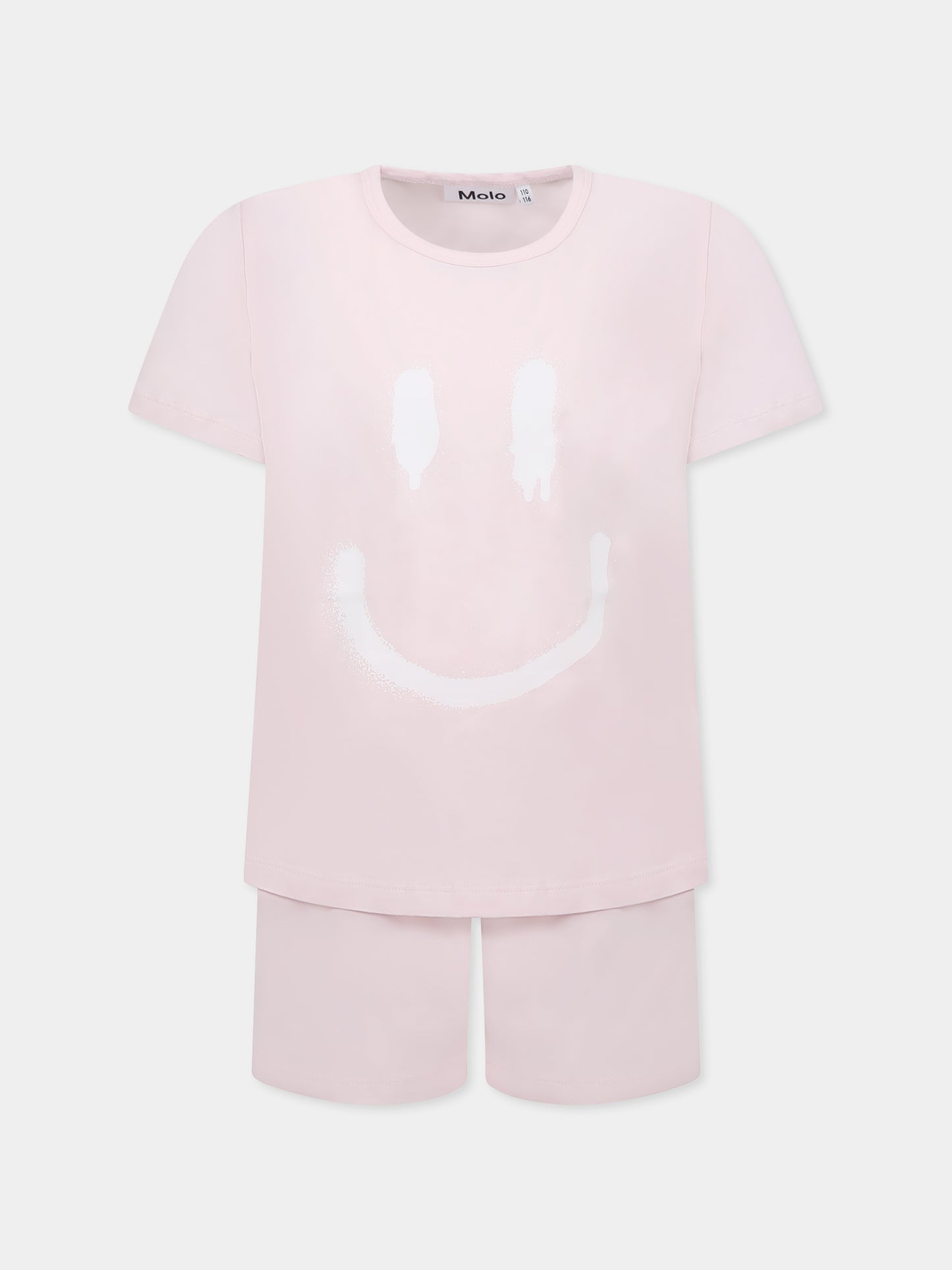 Pigiama rosa Luvis per bambina con smile