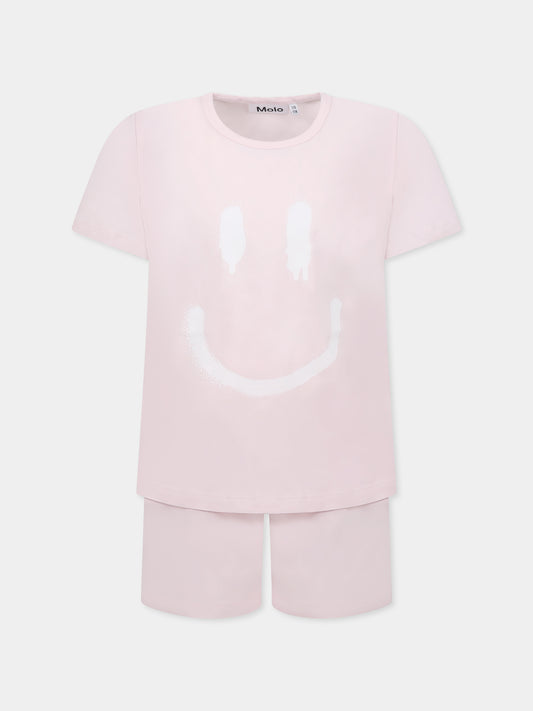 Pigiama rosa Luvis per bambina con smile