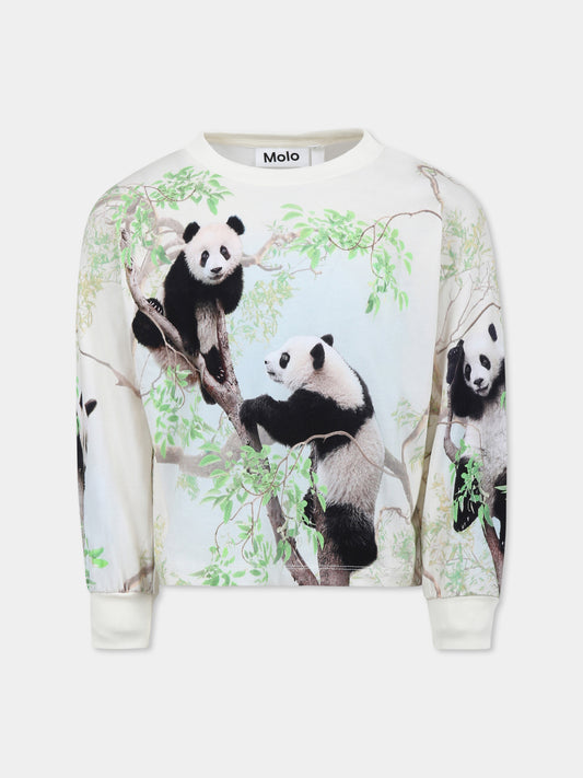 T-shirt avorio Reniza per bambina con panda,Molo,2S25A402 3925