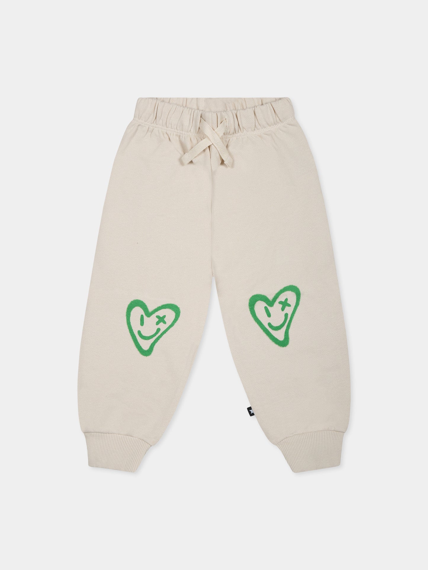 Pantaloni avorio Simeon per neonata con cuori