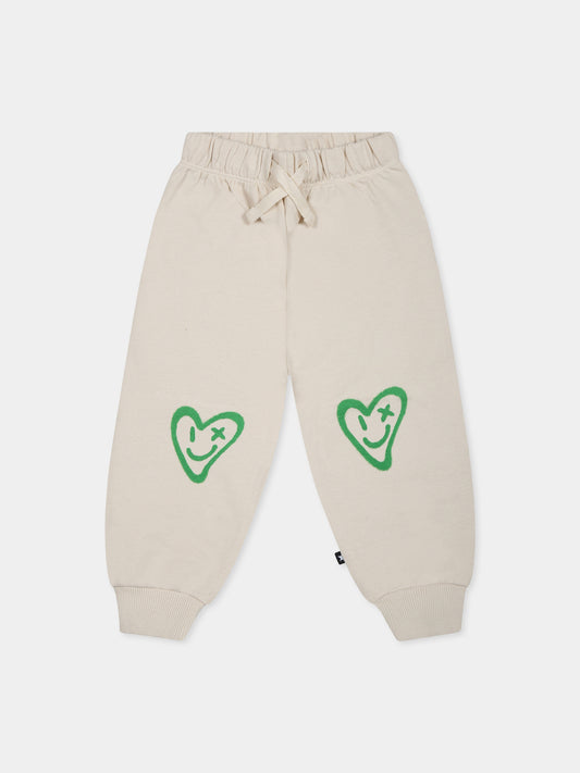 Pantaloni avorio Simeon per neonata con cuori