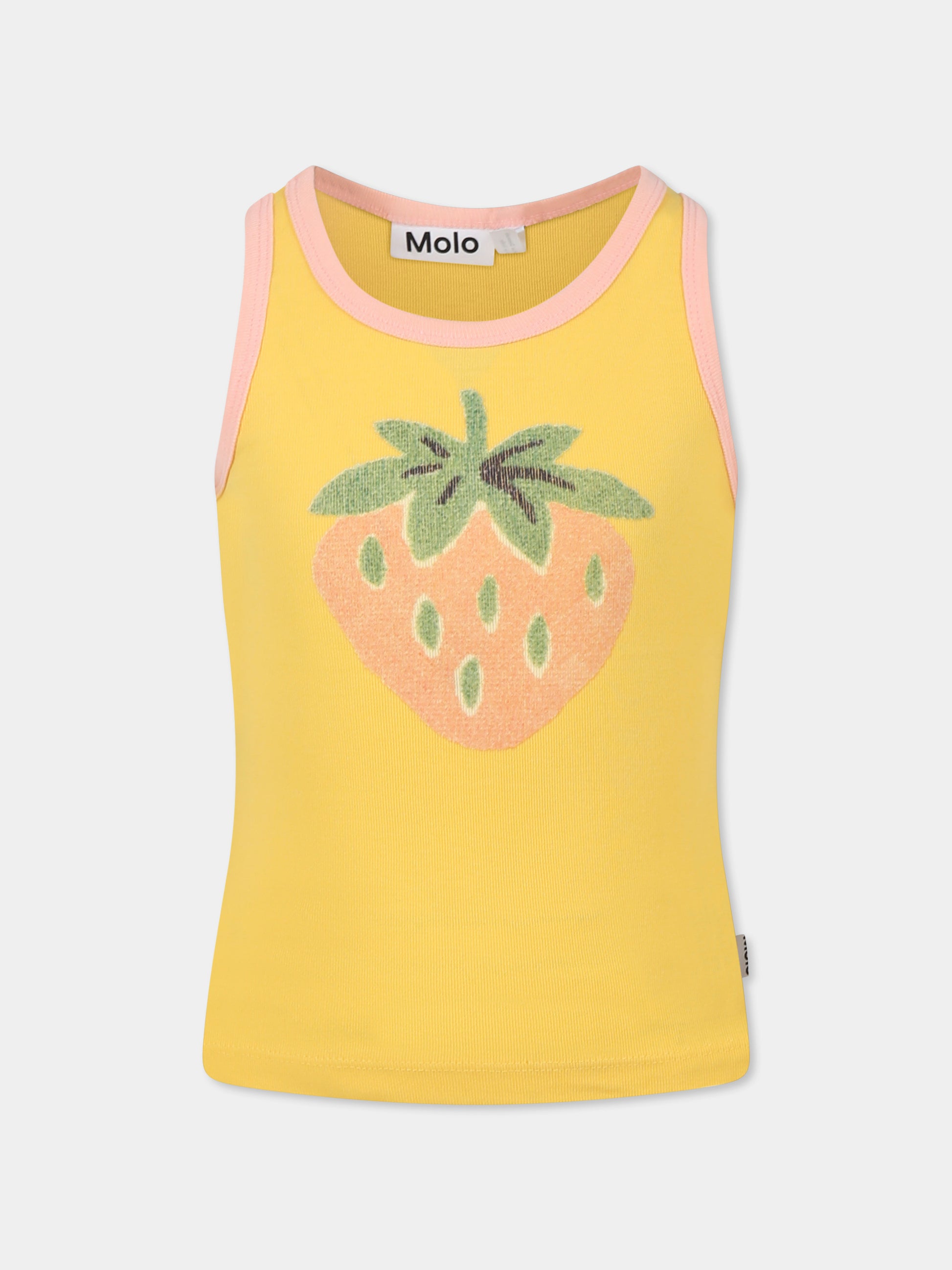 Canotta Rosie gialla per bambina con stampa fragola,Molo,2S25A111 3943