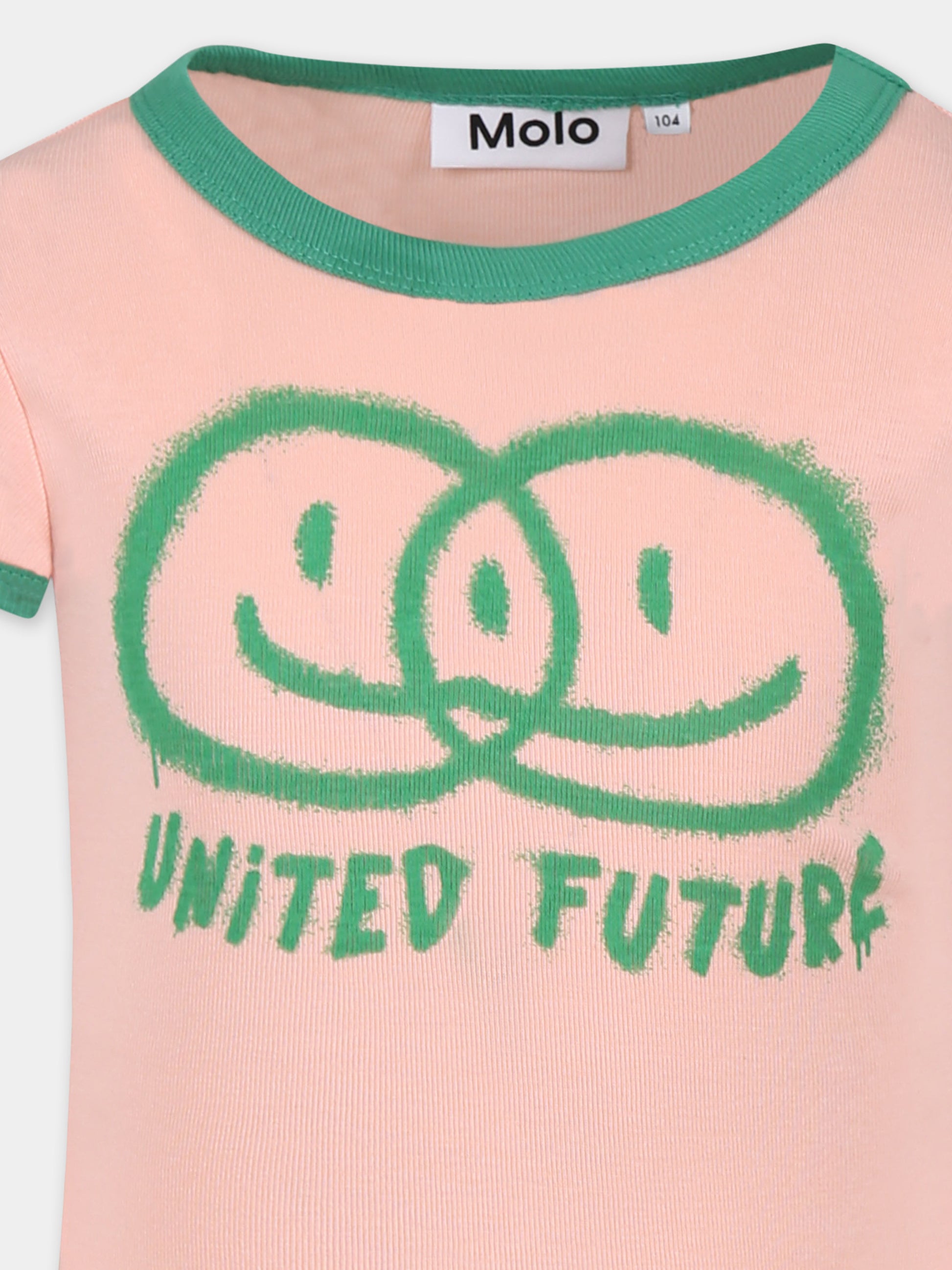 T-shirt Rhiannon rosa per bambina con smile e scritta,Molo,2S25A222 5470