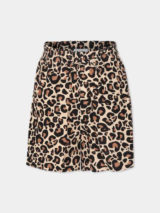 Shorts marrone per bambina con stampa maculata,Molo,2S25H112 9271