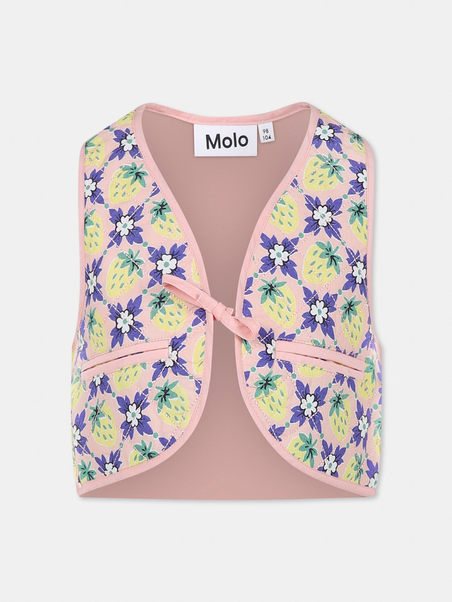 Gilet Hilma multicolor per bambina con fragole all over