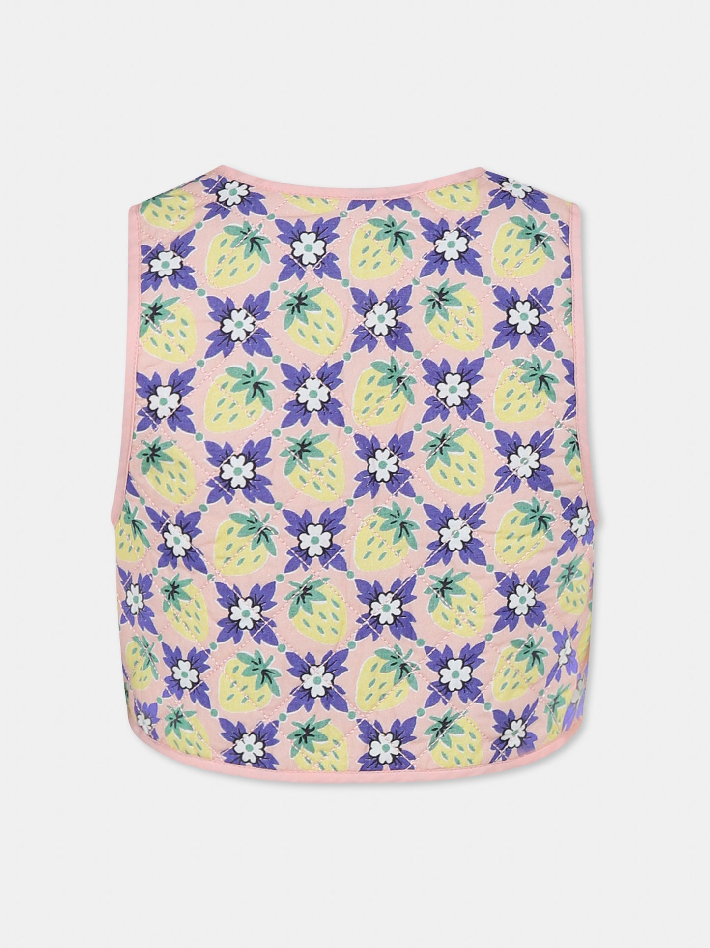 Gilet Hilma multicolor per bambina con fragole all over