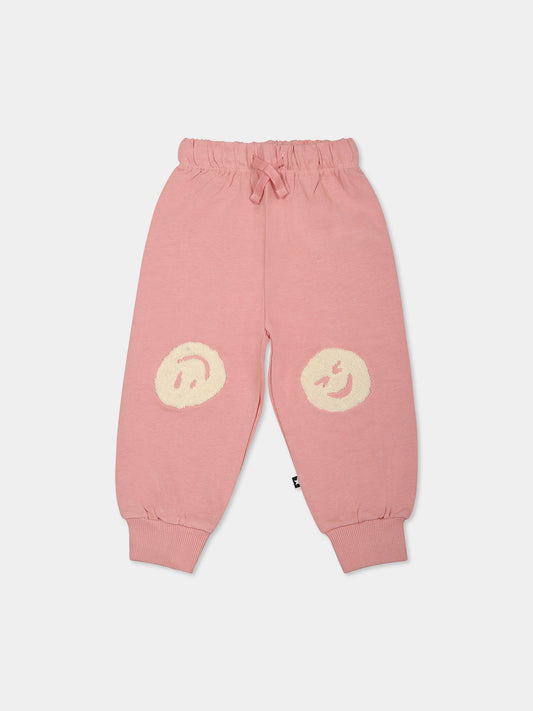 Pantaloni Simeon rosa per neonati con smile
