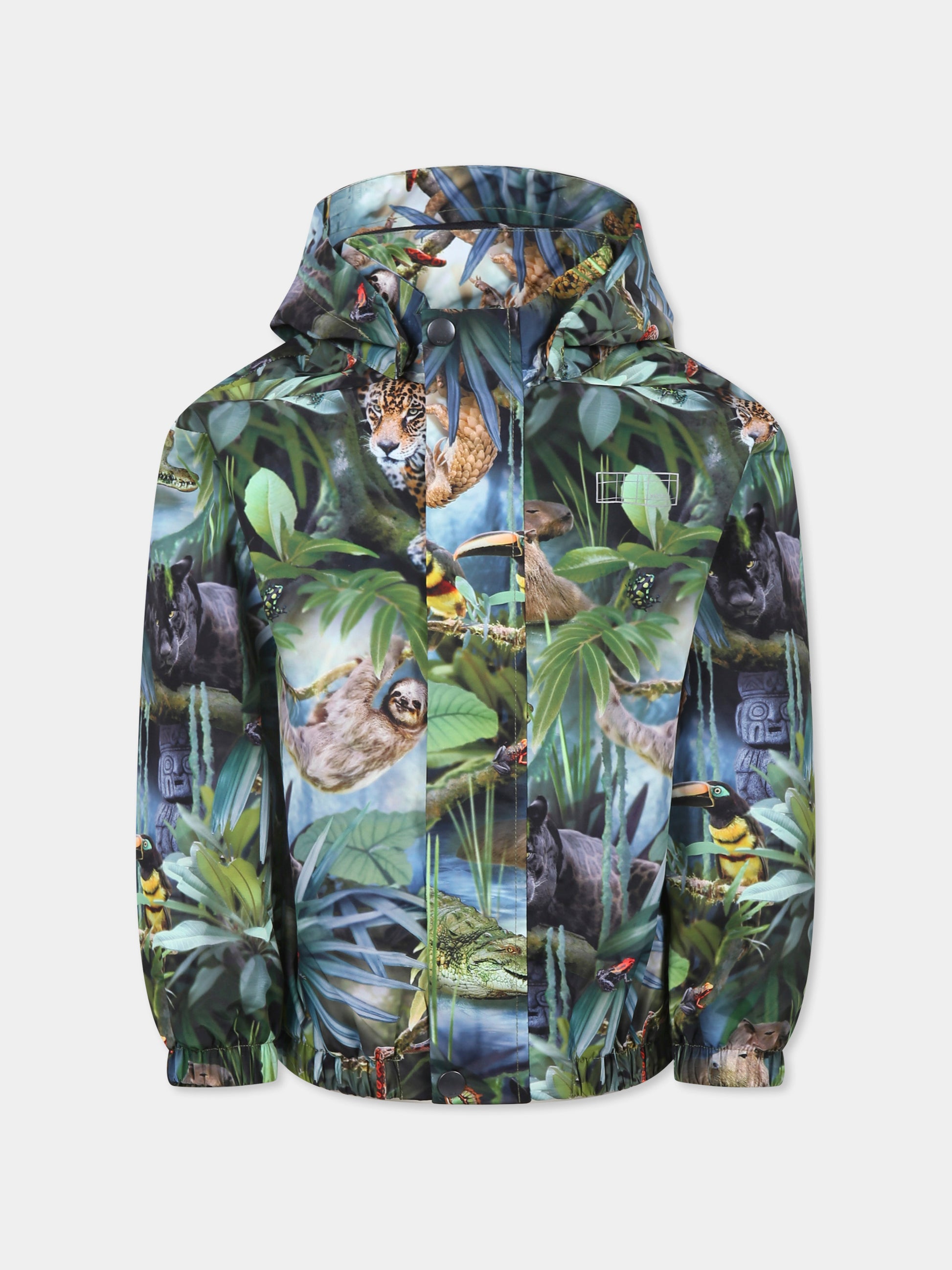 Giacca a vento Waiton verde per bambino con stampa giungla,Molo,5NOSO121 9334