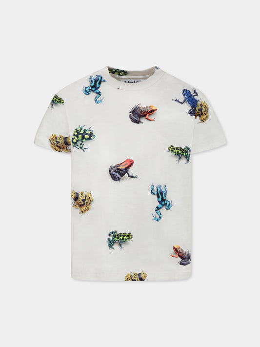 T-shirt Roxo avorio per bambino con rane all-over,Molo,1S25A210 9311