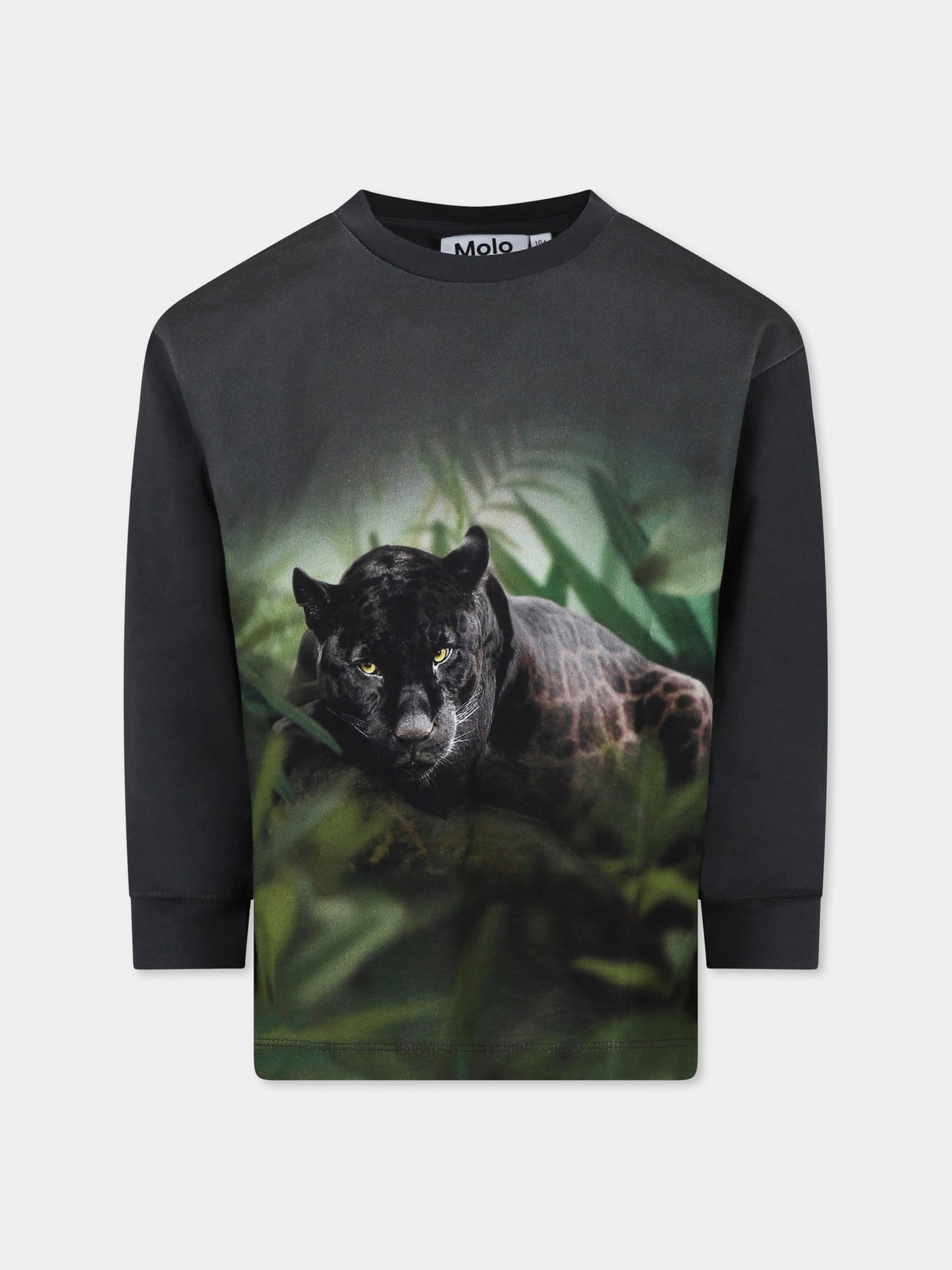 T-shirt Rube verde per bambino con stampa giaguaro,Molo,1S25A404 3972