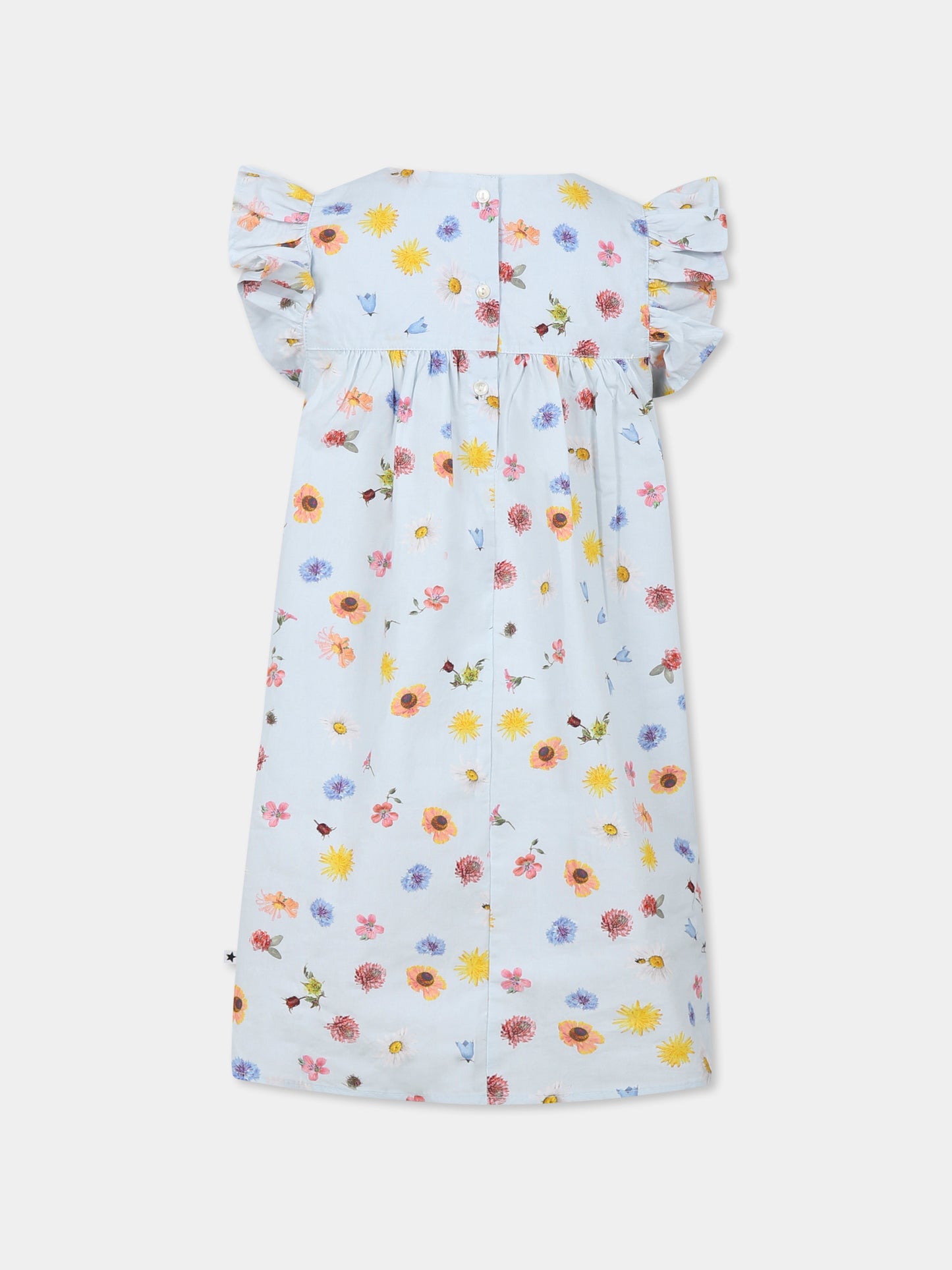 Vestito Cacao celeste per bambina con fiori all over,Molo,4S25E112 9280