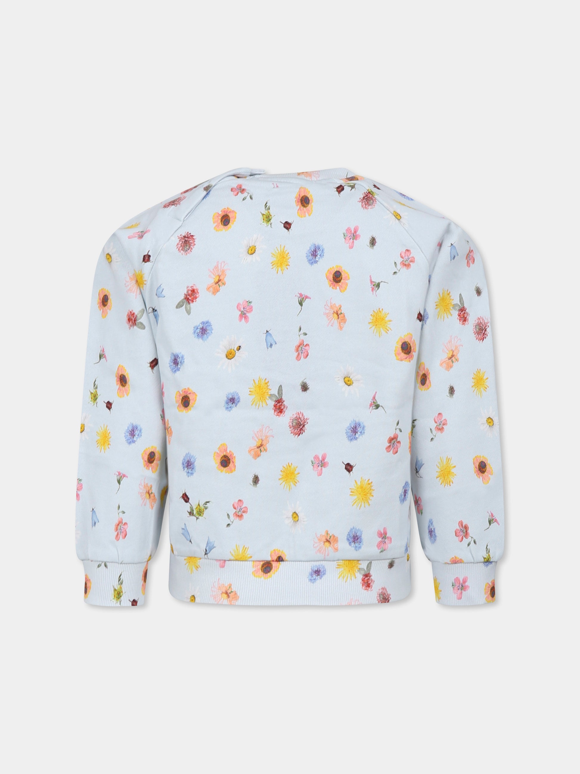 Felpa Disc celeste per bambina con fiori all over,Molo,4S25J201 9280