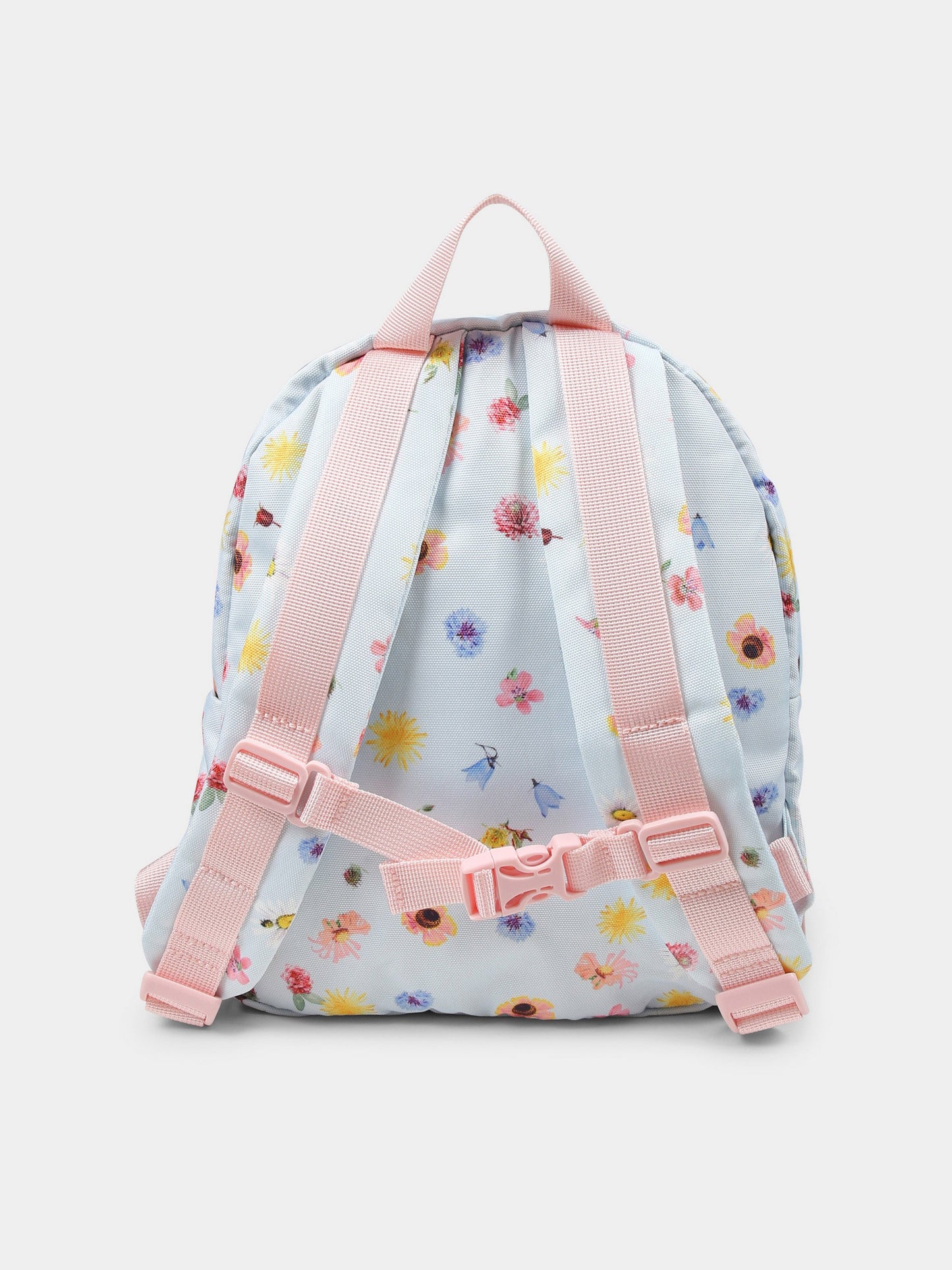 Zaino celeste per bambina con fiori