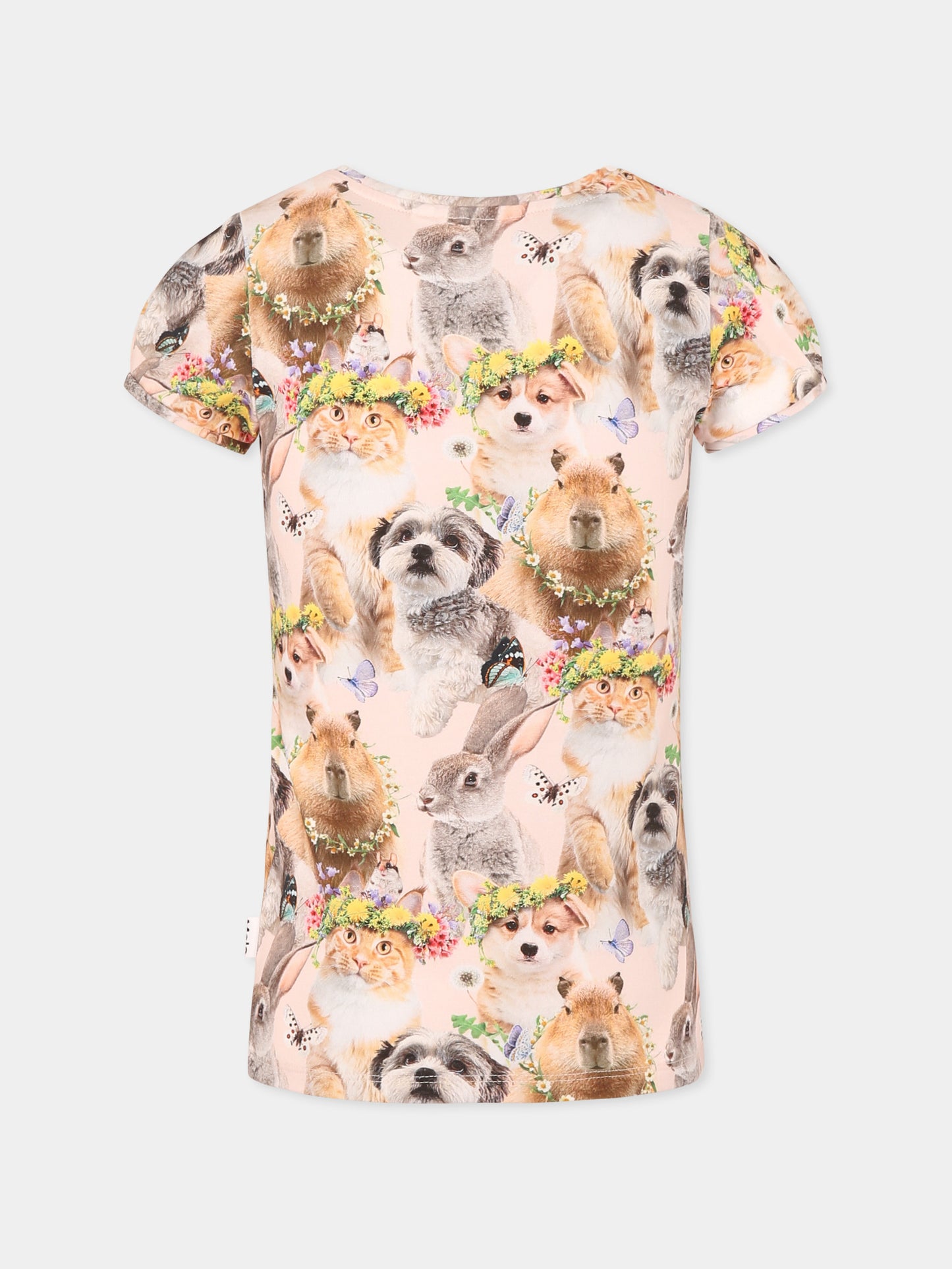 T-shirt Rimona rosa per bambina con animali all over,Molo,2S25A219 9273
