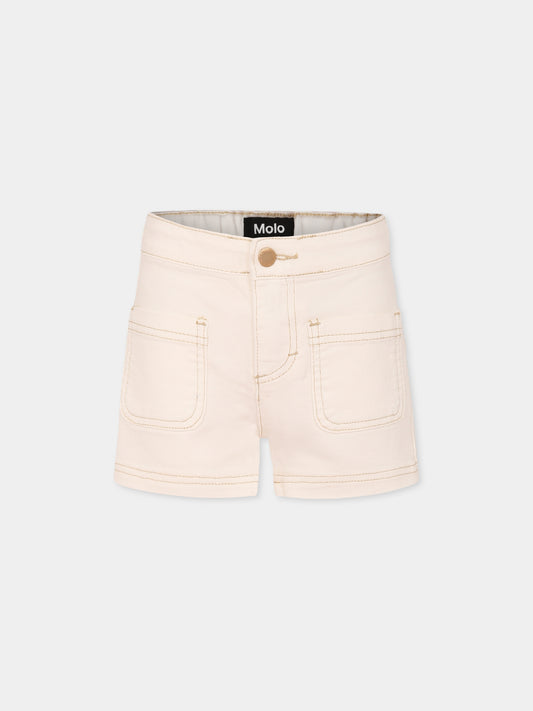 Shorts avorio per bambina con logo,Molo,2S25H104 5474
