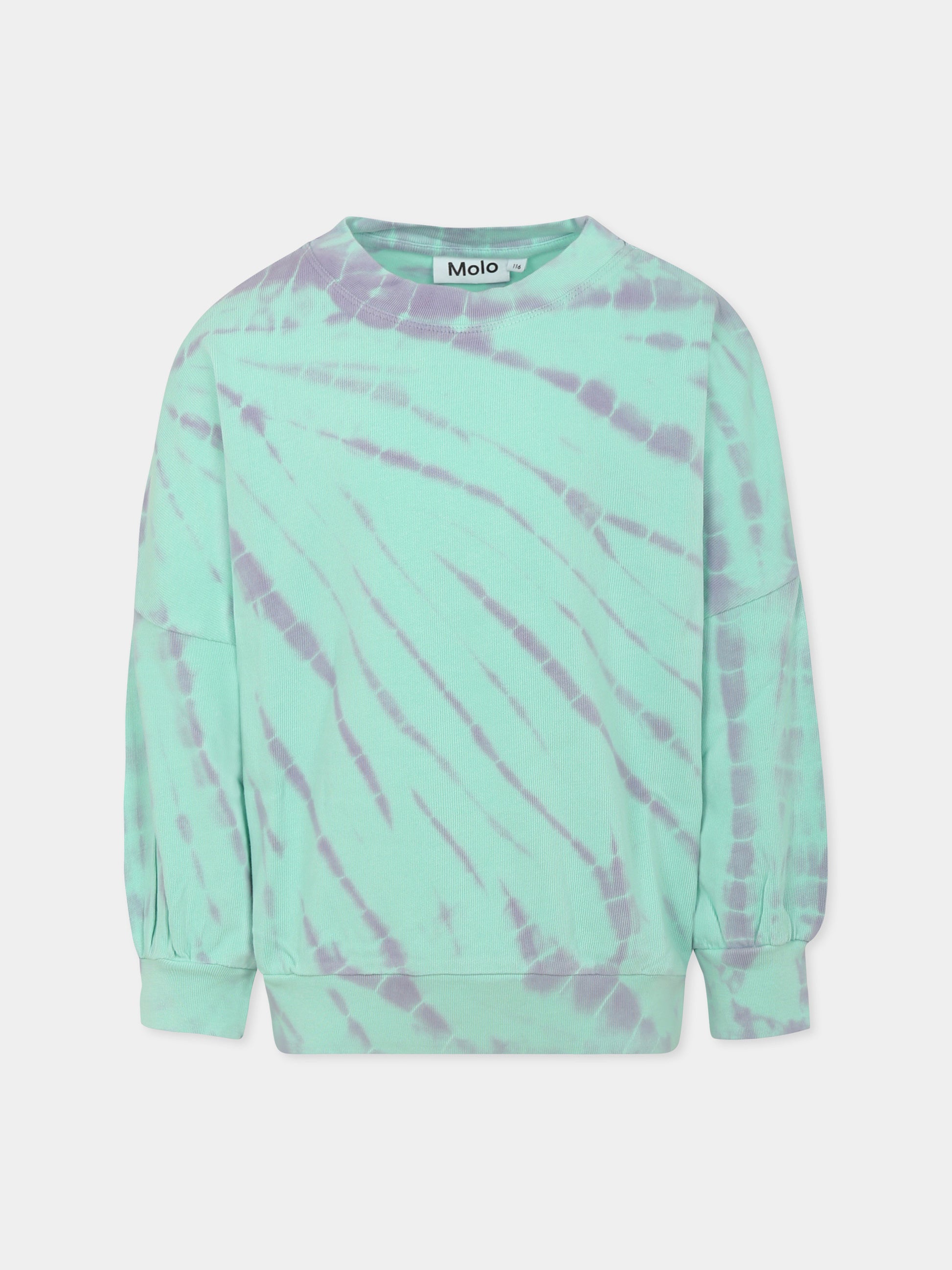 Felpa multicolor tie dye per bambina con patch logato,Molo,2S25J202 9300