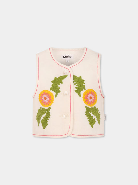 Gilet Heather avorio per bambina con fiori,Molo,2S25M203 3996